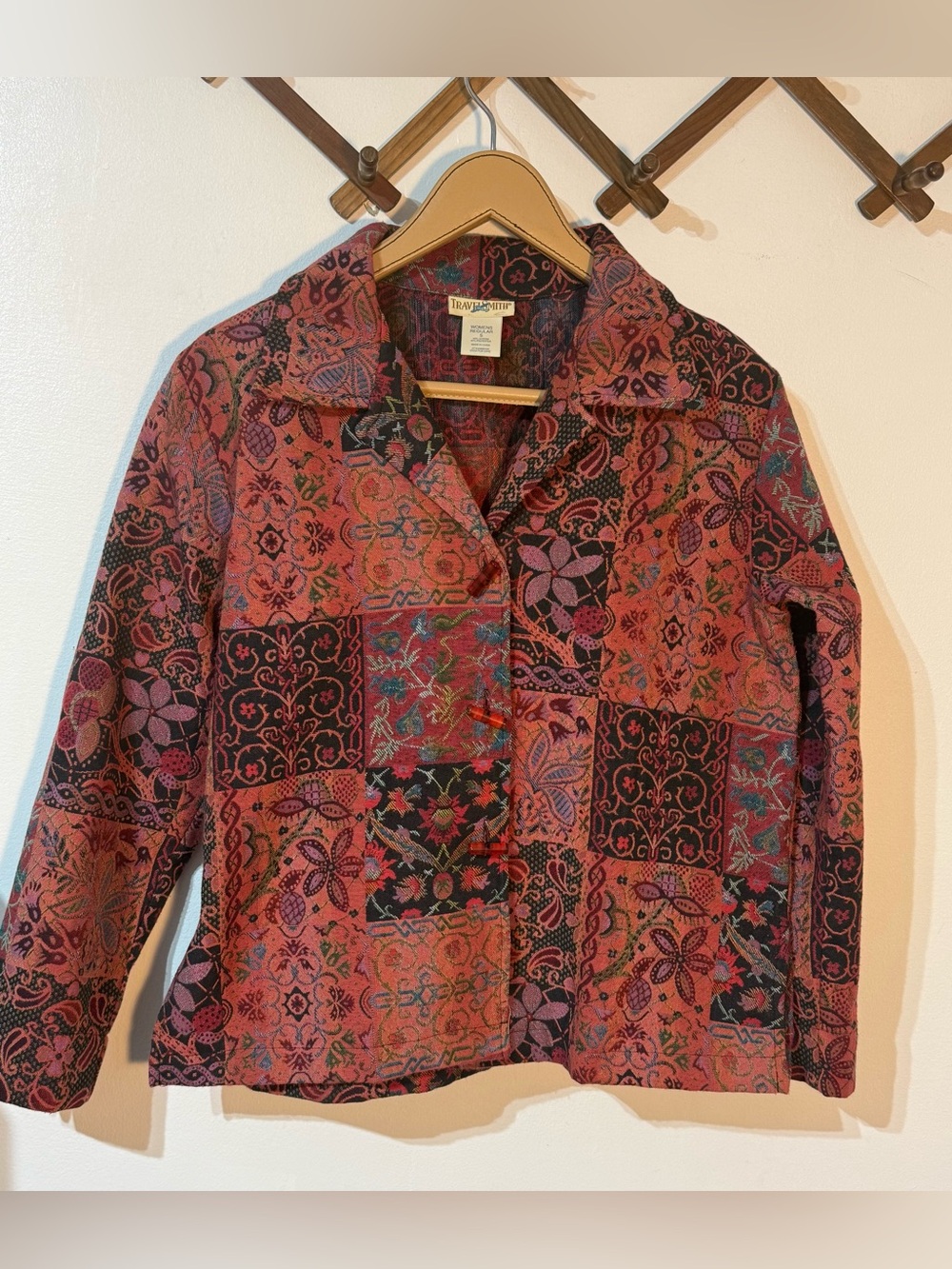 TravelSmith Rose Multi Patchwork-Print tapestry Button Down Shacket Jacket